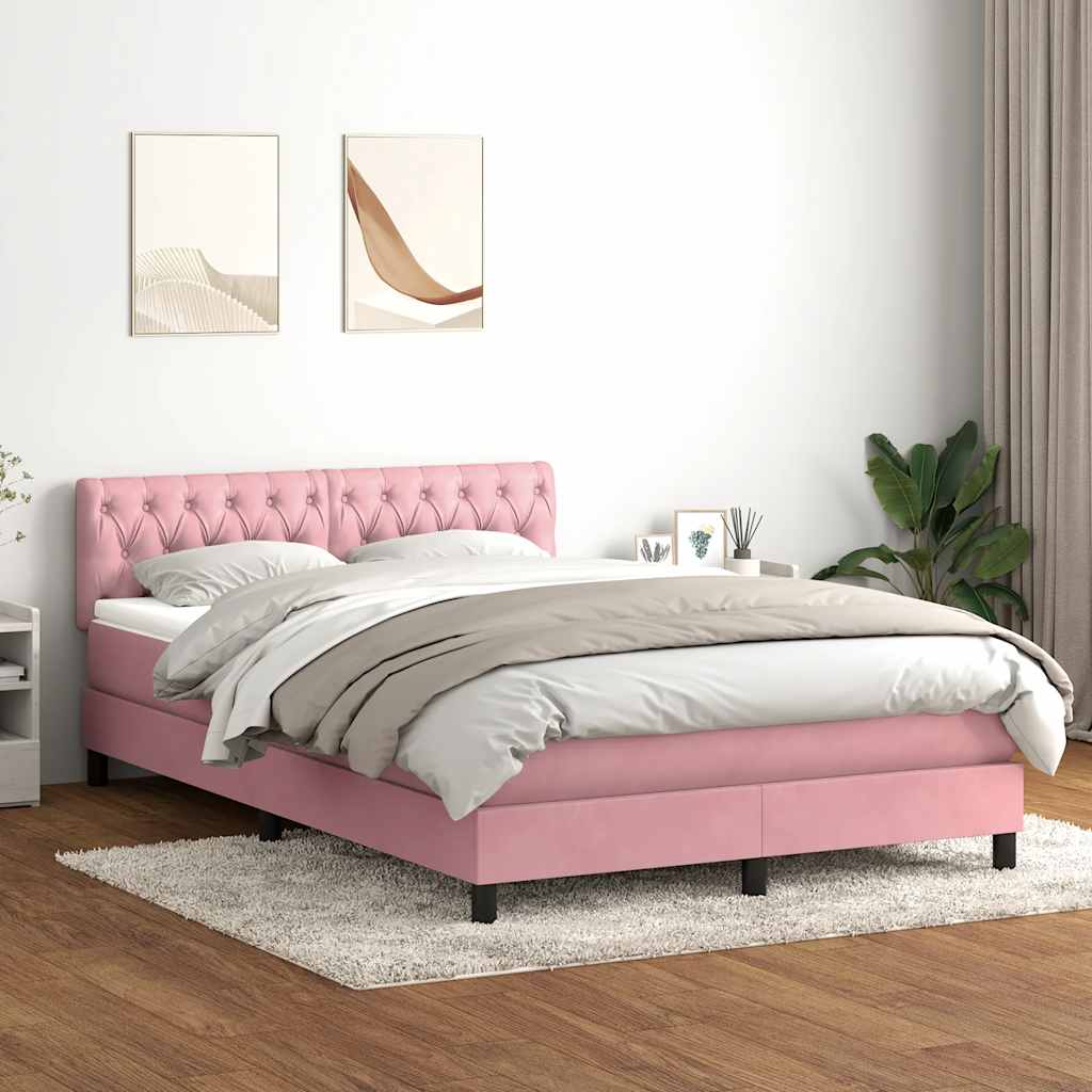 Giroletto a Molle con Materasso Rosa 140x220 cm in Velluto | homemem39