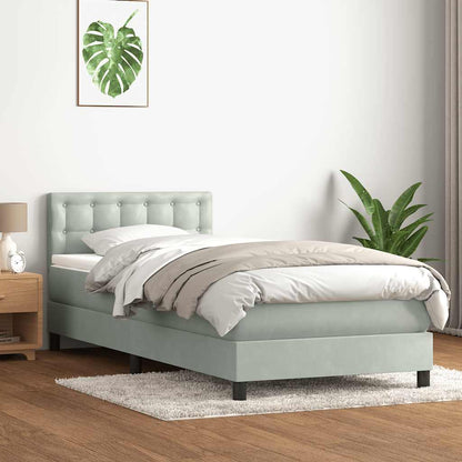 Giroletto a Molle con Materasso Grigio Chiaro 80x210 cm Velluto | homemem39