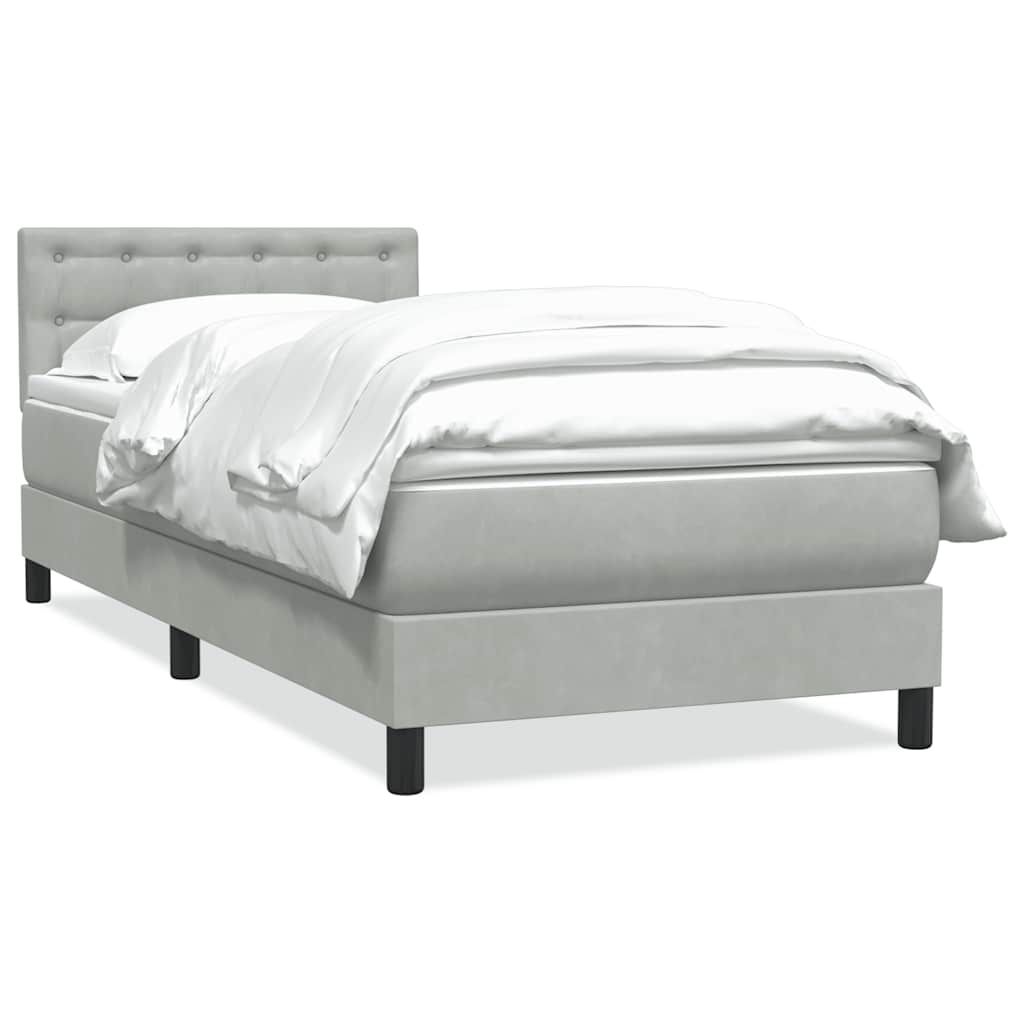 Giroletto a Molle con Materasso Grigio Chiaro 80x220 cm Velluto | homemem39