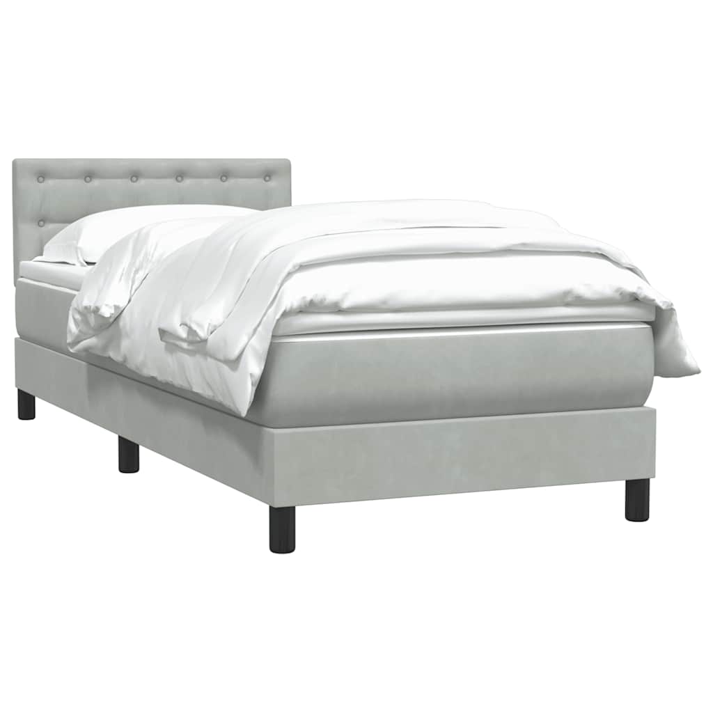 Giroletto a Molle con Materasso Grigio Chiaro 80x220 cm Velluto | homemem39