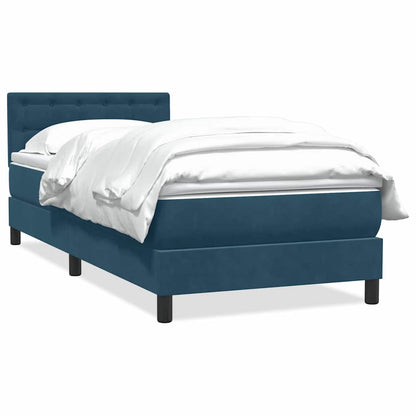 Giroletto a Molle con Materasso Blu Scuro 80x220 cm Velluto | homemem39