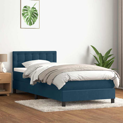 Giroletto a Molle con Materasso Blu Scuro 80x220 cm Velluto | homemem39
