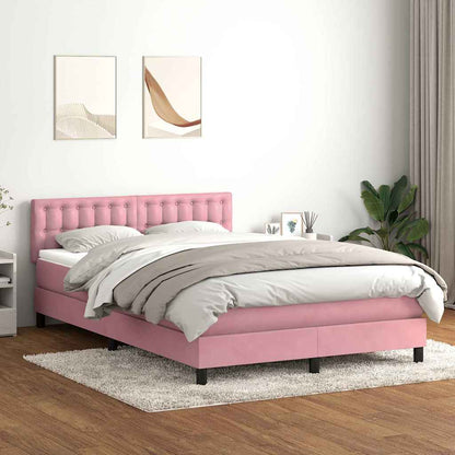 Giroletto a Molle con Materasso Rosa 140x220 cm in Velluto | homemem39