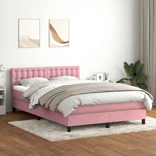 Giroletto a Molle con Materasso Rosa 160x220 cm in Velluto