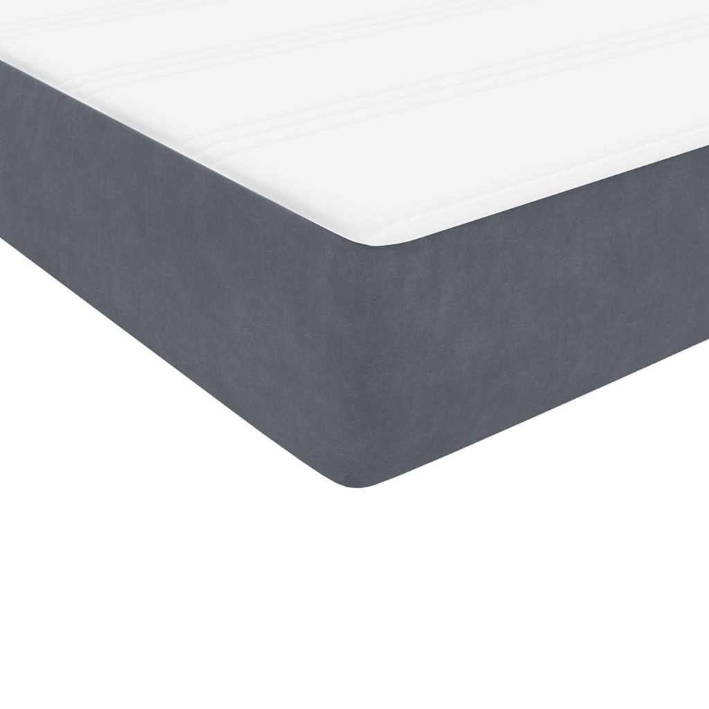 Letto a Molle con Materasso e LED Grigio Scuro 80x210 cm Velluto