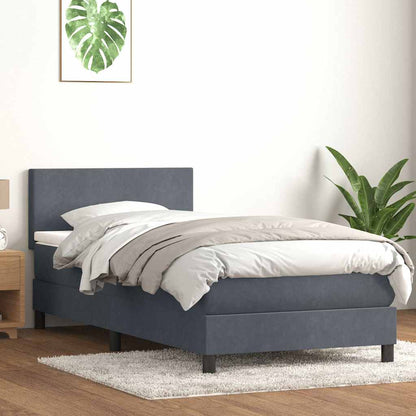Letto a Molle con Materasso e LED Grigio Scuro 80x210 cm Velluto