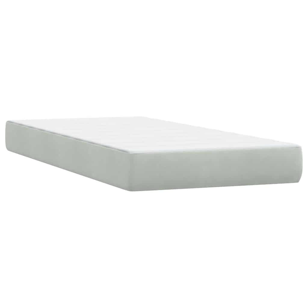 Letto a Molle con Materasso e LED grigio chiaro 90x210 cm Velluto