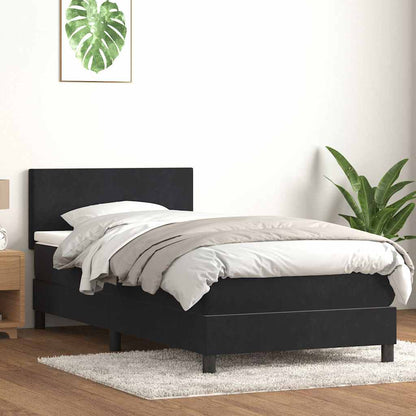 Letto a Molle con Materasso e LED Nero 90x210 cm in Velluto