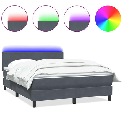 Letto a Molle con Materasso e LED Grigio Scuro 160x210 cm