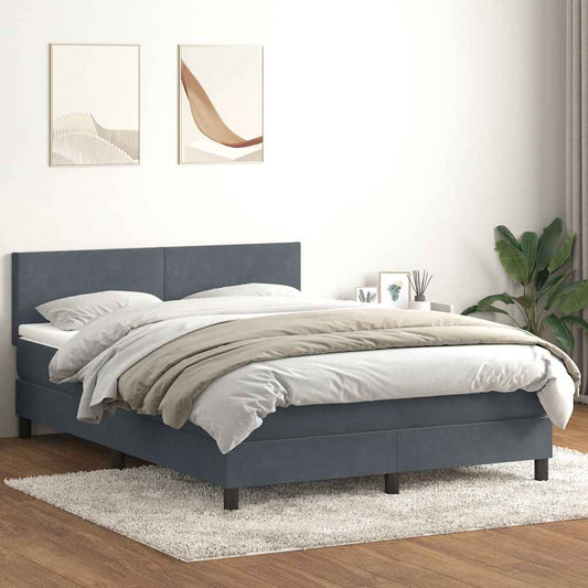 Letto a Molle con Materasso e LED Grigio Scuro 160x210 cm