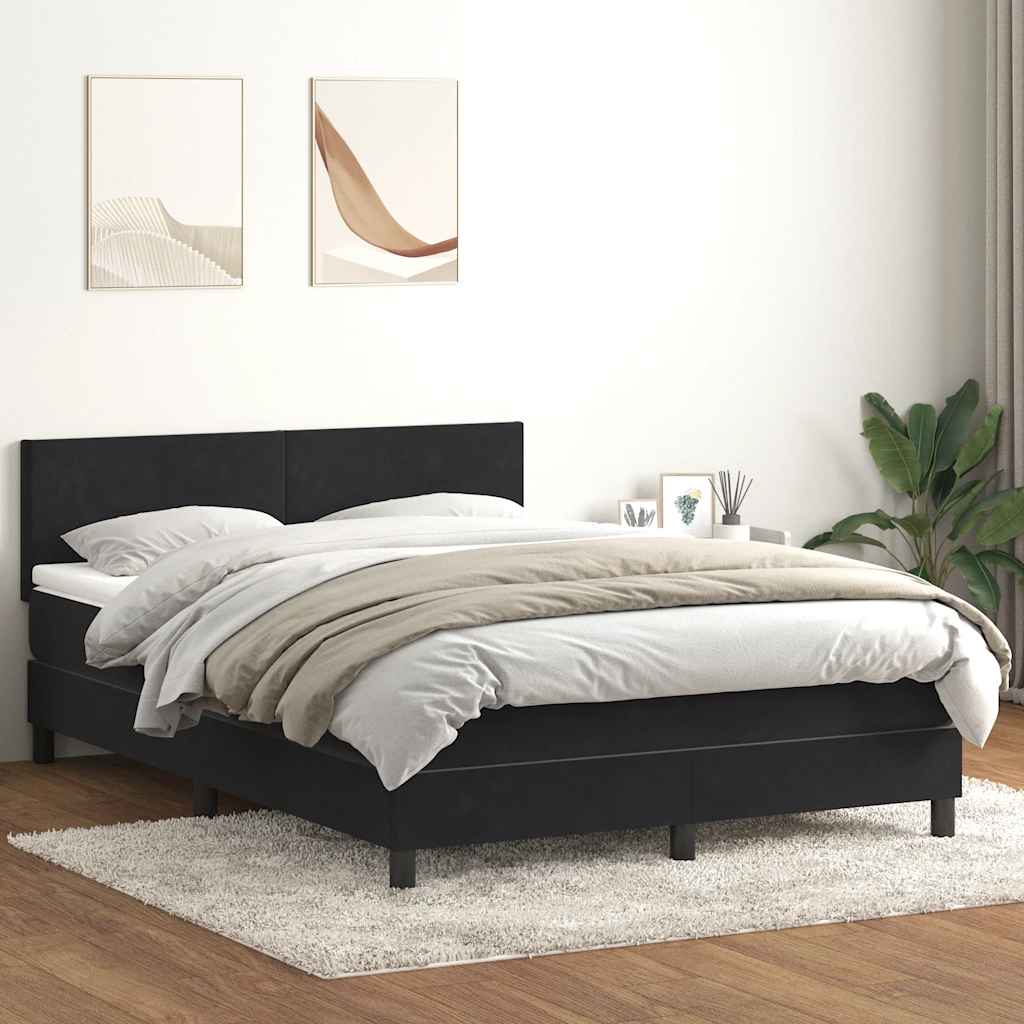 Letto a Molle con Materasso e LED Nero 160x210 cm in Velluto