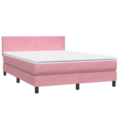 Letto a Molle con Materasso e LED Rosa 160x210 cm in Velluto