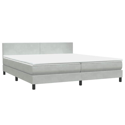 Letto a Molle con Materasso e LED Grigio Chiaro 180x210cm Velluto
