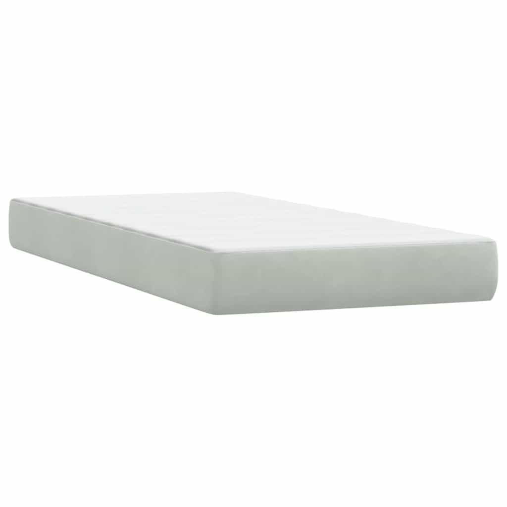 Letto a Molle con Materasso e LED Grigio Chiaro 80x220 cm Velluto