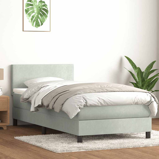 Letto a Molle con Materasso e LED Grigio Chiaro 80x220 cm