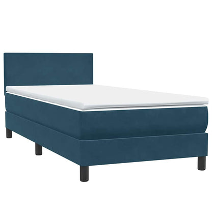 Letto a Molle con Materasso e LED Blu Scuro 80x220 cm Velluto