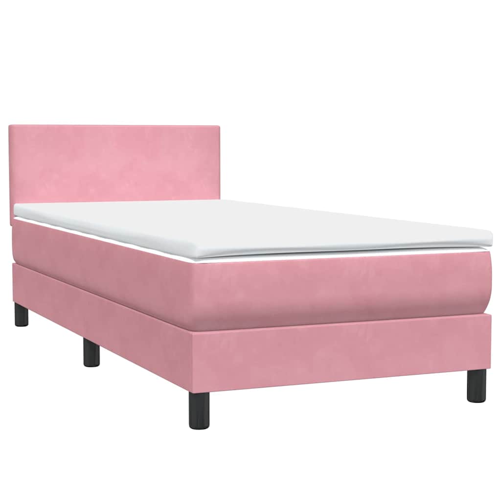 Letto a Molle con Materasso e LED Rosa 90x220 cm Velluto