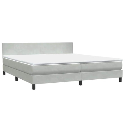 Letto a Molle con Materasso e LED Grigio Chiaro 180x220cm Velluto