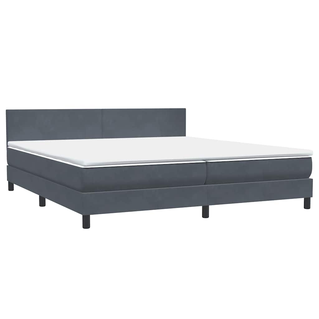Letto a Molle con Materasso e LED Grigio Scuro 180x220 cm Velluto