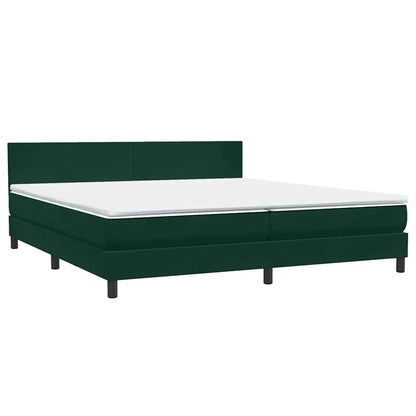 Letto a Molle con Materasso e LED Verde Scuro 180x220 cm Velluto | homemem39