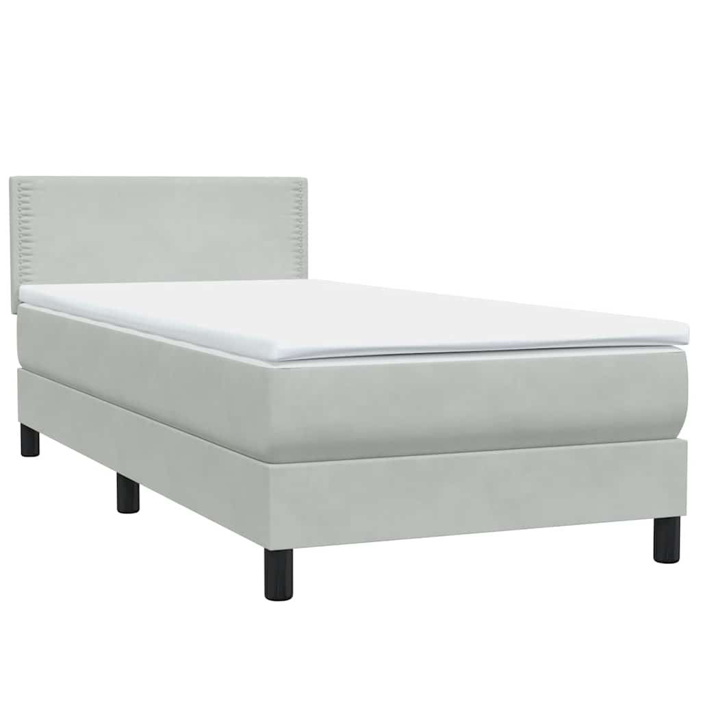 Letto a Molle con Materasso e LED Grigio Chiaro 80x210 cm Velluto | homemem39