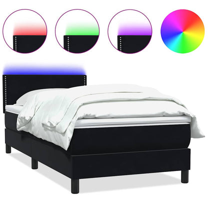 Letto a Molle con Materasso e LED Nero 90x210 cm in Velluto | homemem39