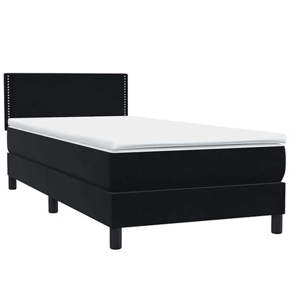 Letto a Molle con Materasso e LED Nero 90x210 cm in Velluto