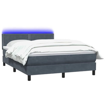 Letto a Molle con Materasso e LED Grigio Scuro 160x210 cm Velluto | homemem39