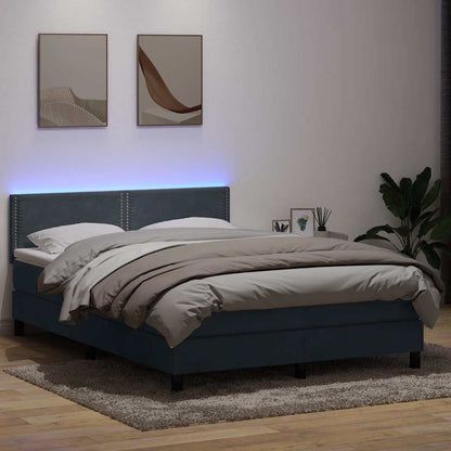 Letto a Molle con Materasso e LED Grigio Scuro 160x210 cm Velluto | homemem39