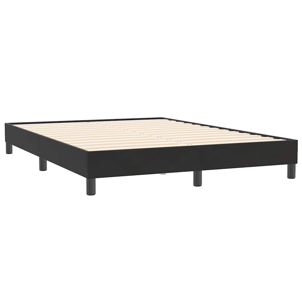 Letto a Molle con Materasso e LED Nero 160x210 cm in Velluto | homemem39