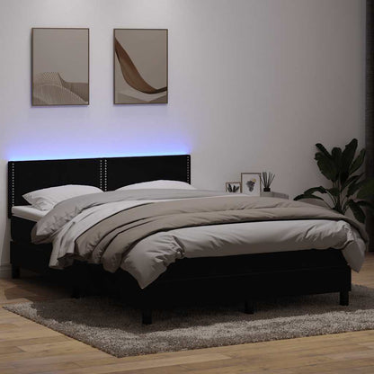 Letto a Molle con Materasso e LED Nero 160x210 cm in Velluto | homemem39