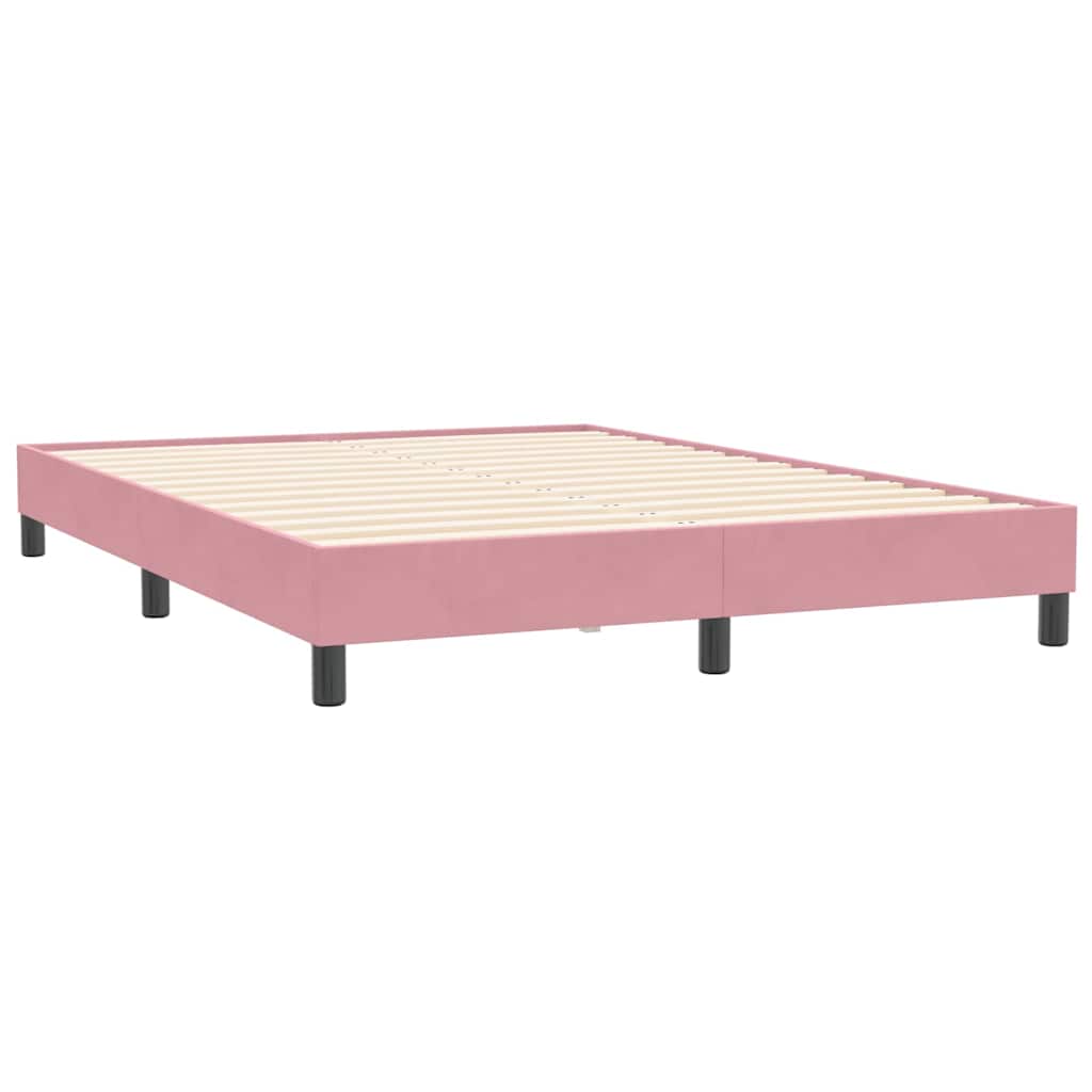Letto a Molle con Materasso e LED Rosa 160x210 cm in Velluto | homemem39