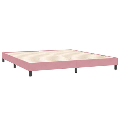 Letto a Molle con Materasso e LED Rosa 180x210 cm in Velluto