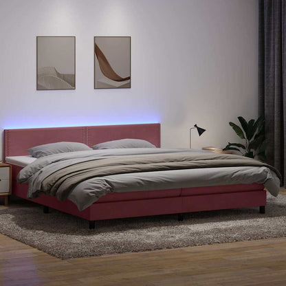 Letto a Molle con Materasso e LED Rosa 180x210 cm in Velluto