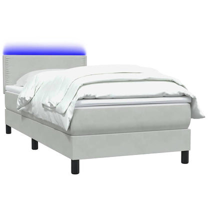 Letto a Molle con Materasso e LED Grigio Chiaro 80x220 cm Velluto | homemem39