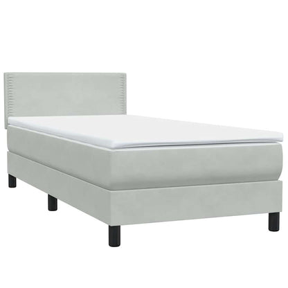 Letto a Molle con Materasso e LED Grigio Chiaro 80x220 cm Velluto | homemem39