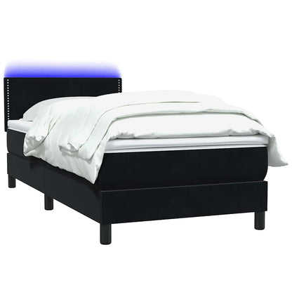 Letto a Molle con Materasso e LED Nero 80x220 cm Velluto | homemem39