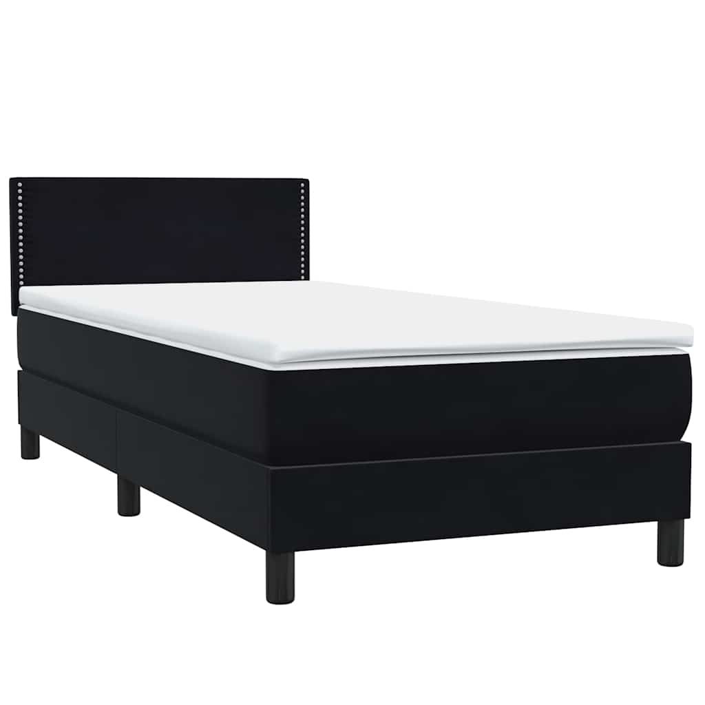 Letto a Molle con Materasso e LED Nero 80x220 cm Velluto | homemem39