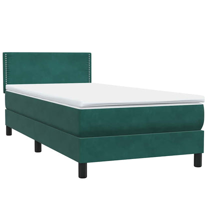 Letto a Molle con Materasso e LED Verde Scuro 80x220 cm Velluto - homemem39