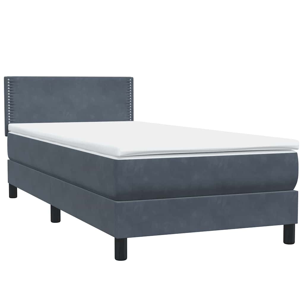 Letto a Molle con Materasso e LED Grigio Scuro 90x220 cm Velluto | homemem39