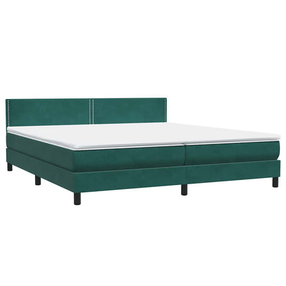 Letto a Molle con Materasso e LED Verde Scuro 180x220 cm Velluto | homemem39