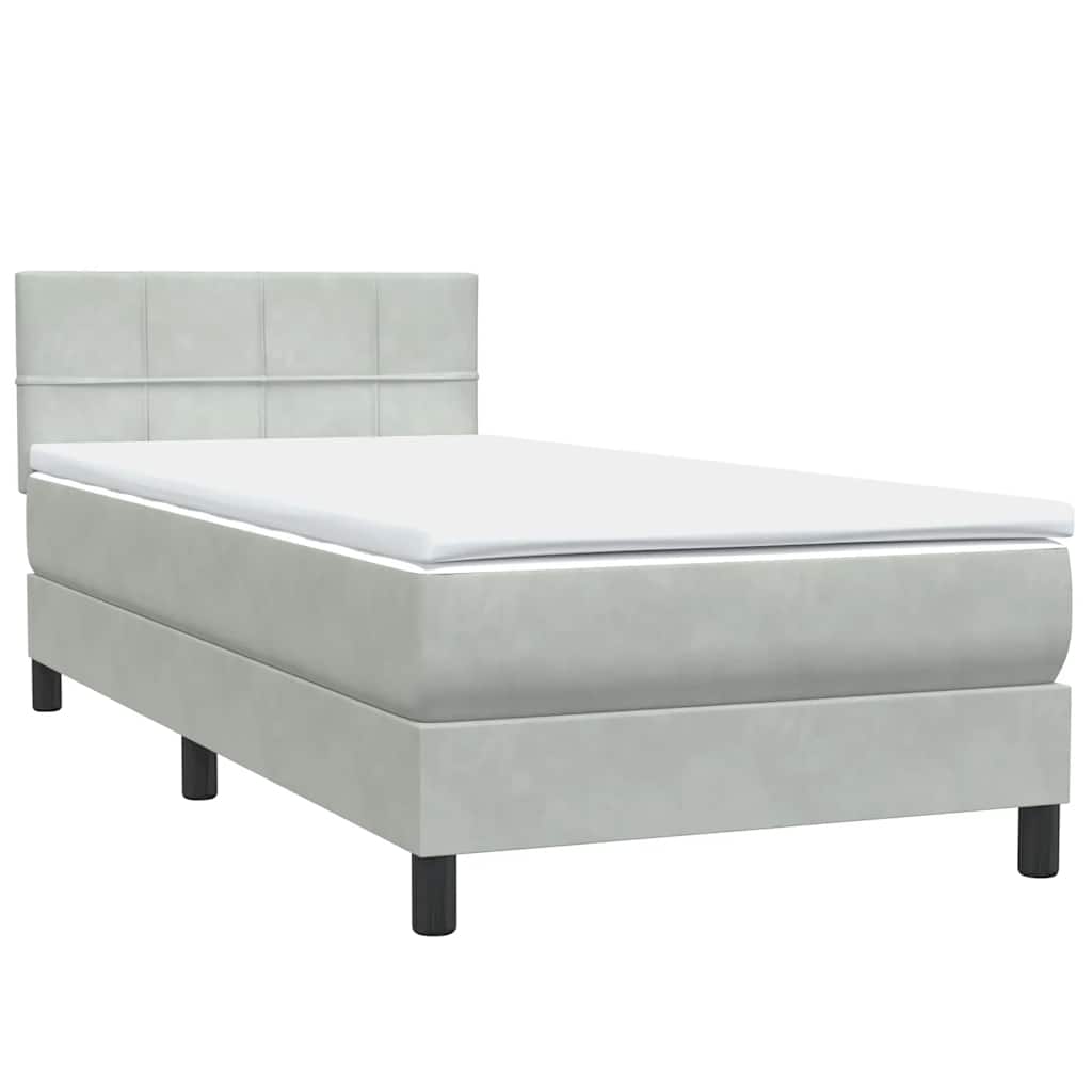 Letto a Molle con Materasso e LED grigio chiaro 90x210 cm Velluto | homemem39
