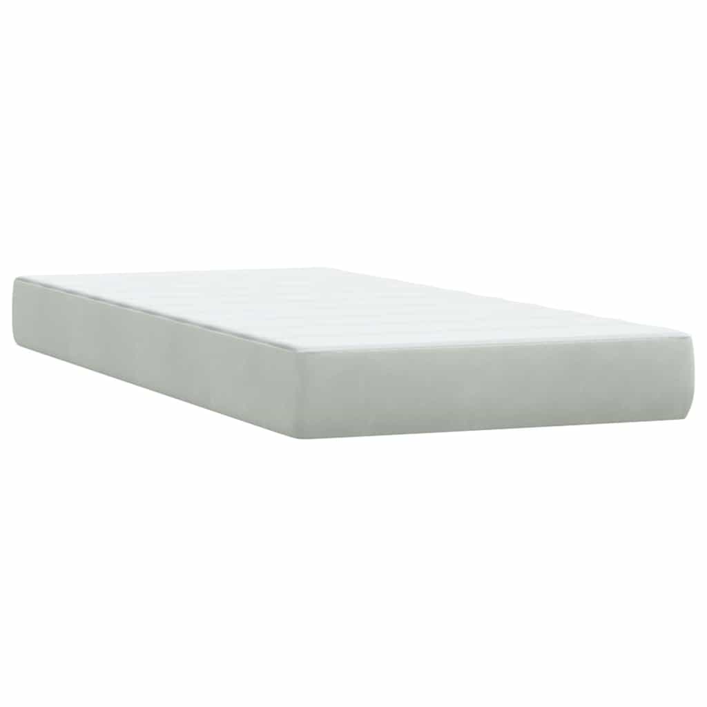 Letto a Molle con Materasso e LED grigio chiaro 90x210 cm Velluto | homemem39