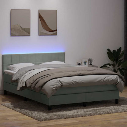 Letto a Molle con Materasso e LED Grigio Chiaro 160x210cm Velluto | homemem39