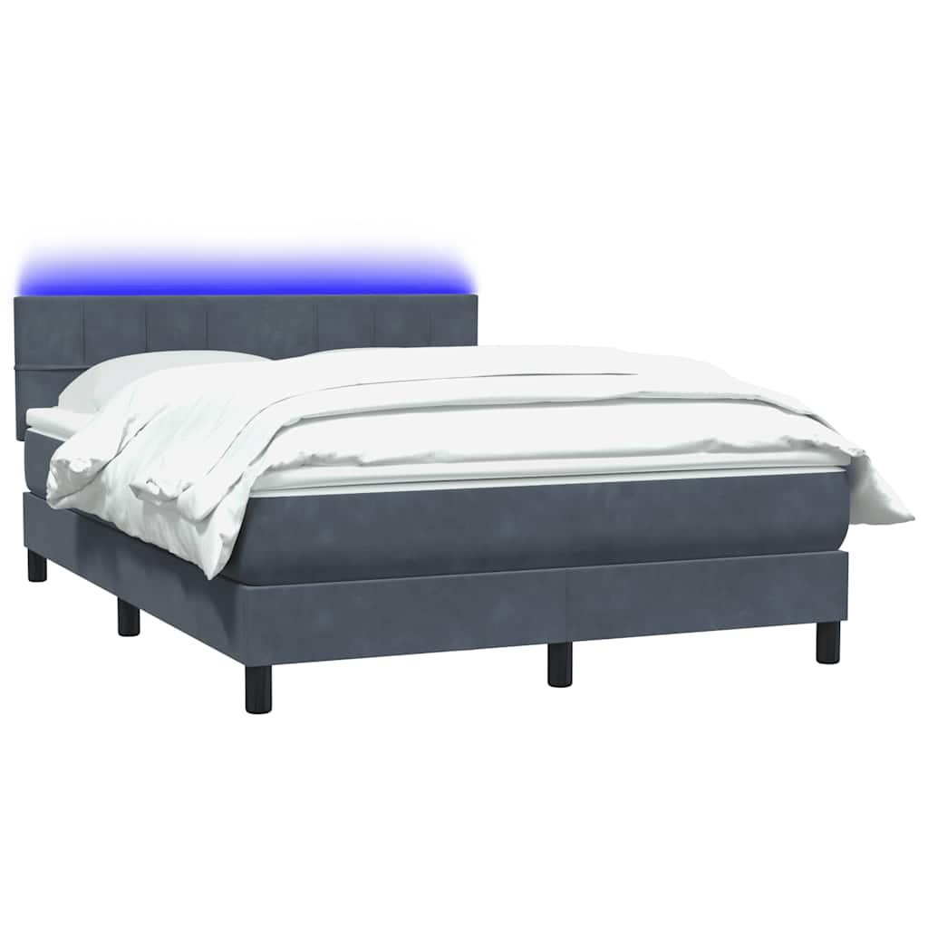 Letto a Molle con Materasso e LED Grigio Scuro 160x210 cm Velluto | homemem39