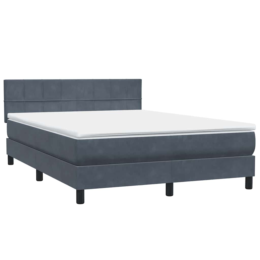 Letto a Molle con Materasso e LED Grigio Scuro 160x210 cm Velluto