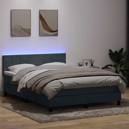 Letto a Molle con Materasso e LED Grigio Scuro 160x210 cm Velluto | homemem39