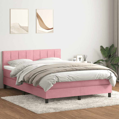 Letto a Molle con Materasso e LED Rosa 160x210 cm in Velluto