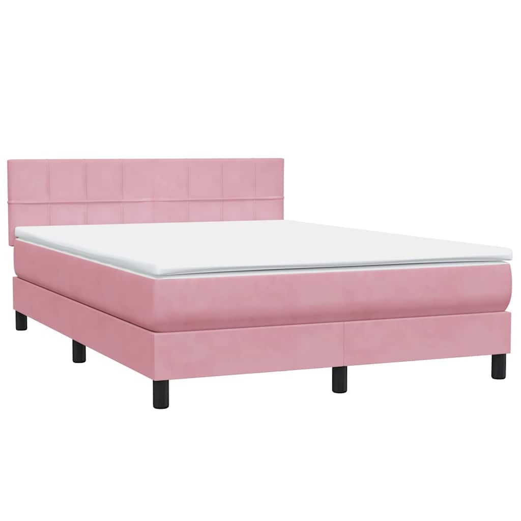 Letto a Molle con Materasso e LED Rosa 160x210 cm in Velluto | homemem39