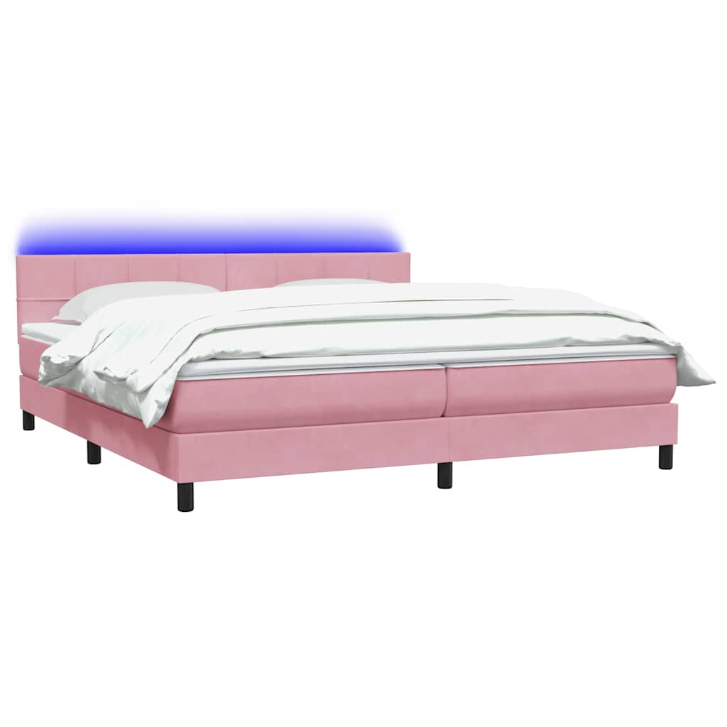 Letto a Molle con Materasso e LED Rosa 180x210 cm in Velluto | homemem39